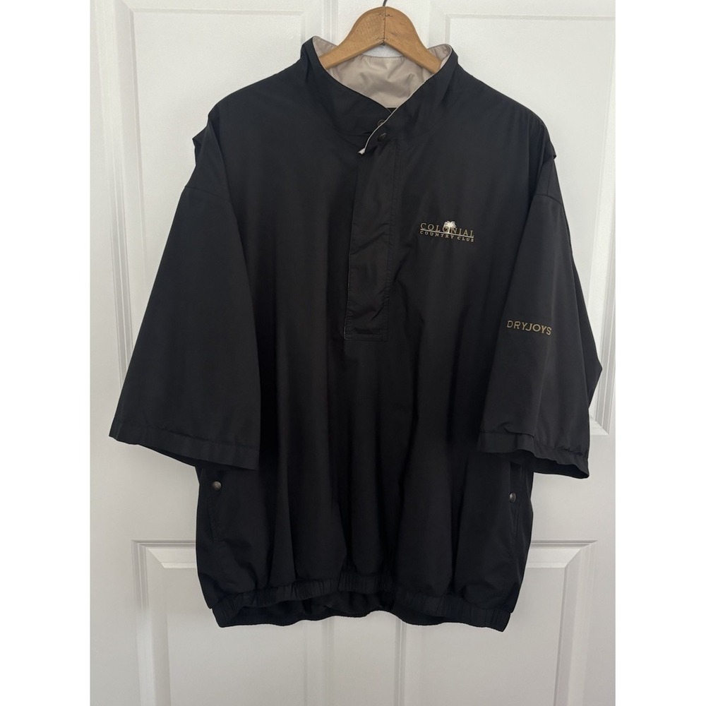 FootJoy DryJoys XL Golf Rain Pullover Black Colonial Country Club 1/2 Zip 0760
